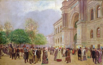 工业宫沙龙的出口，约 1890 年（布面油画） 作者 让·贝罗