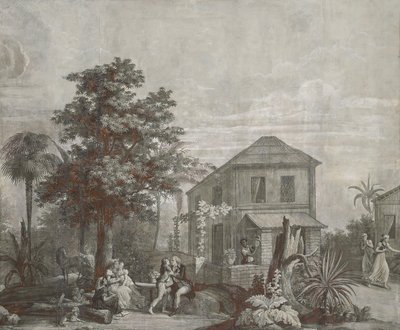 家庭时间，Dufour＆Cie系列作品“ Paul et Virginie”系列的墙纸面板，约1823年 作者 让·布洛克