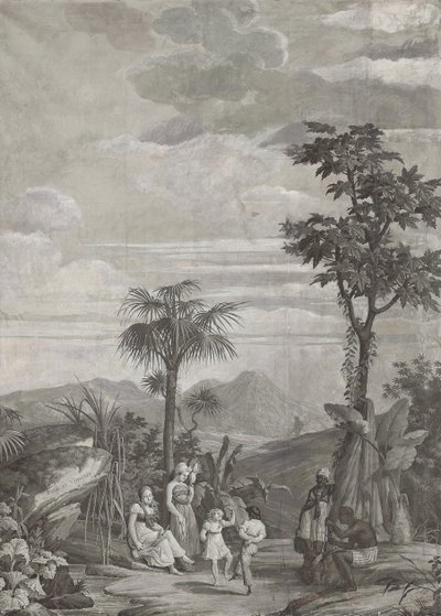 儿童舞蹈，Dufour＆Cie系列作品“ Paul et Virginie”系列的墙纸面板，约1823年 作者 让·布洛克
