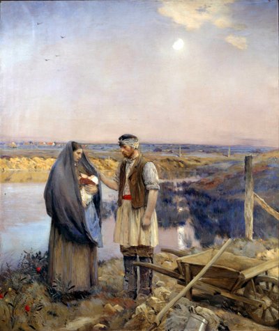 这一天让一个农民家庭。画家：Jean Charles Cazin (1841-1901) 太阳。1,99x1,66 m 1888 巴黎，奥赛博物馆 作者 让·查尔斯·卡赞