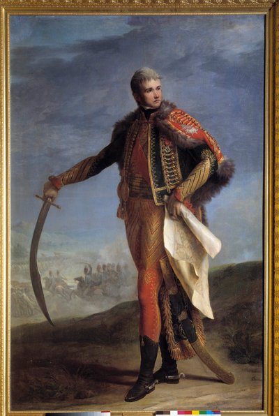 让·拉纳（Jean Lannes）（1769-1809 年）的肖像，蒙特贝罗公爵，帝国元帅让·查尔斯·尼凯斯·佩兰（Jean Charles Nicaise Perrin，1754-1831 年）的画作。 1804-1809 年。 暗淡。 2,1x1,4 m。 - Jean Lannes (1769-1809) 蒙特贝罗公爵，帝国元帅的全长肖像。 作者 让·查尔斯·尼卡瓦斯·佩林