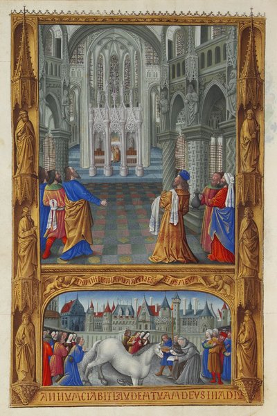 Les Très Riches Heures du Duc de Berry, Folio 129v - The Holy Sacrament 作者 让·科隆比