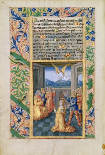 拉特女士。 QvI126 f.45v朱迪思祈祷，来自路易斯·奥尔良时报，1490年 作者 Jean Colombe