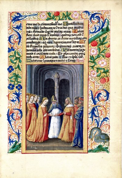 拉特女士。 QvI126 f.55米歇尔与大卫的婚姻，来自“路易斯奥尔良时报”，1469年 作者 Jean Colombe