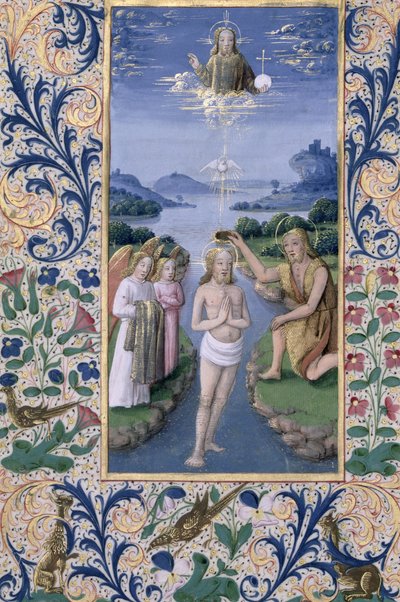 拉特女士。 QvI126 f.88v基督的洗礼，来自“路易·奥尔良时报”，1469年 作者 Jean Colombe