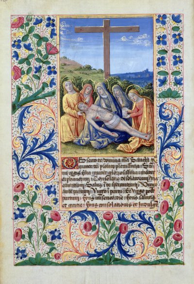 拉特女士。 QvI126 f.91v“哀悼”，来自路易斯·奥尔良的小时，1469年 作者 Jean Colombe