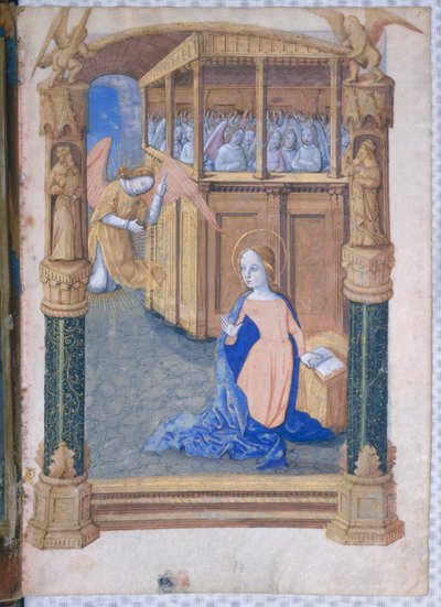 拉特女士。 QvI126 fol.12v报喜，来自“路易斯·奥尔良时报”，1490年 作者 Jean Colombe