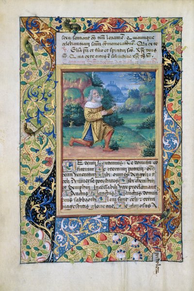 拉特女士。 QvI126 fol.17v大卫王在父神面前忏悔，来自路易斯·达尔兰时报，1490年 作者 让·科隆比