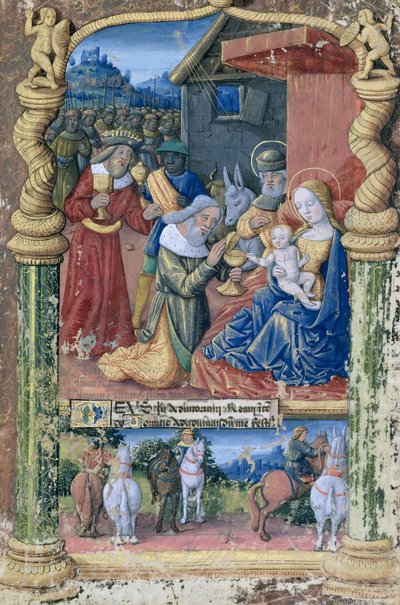拉特女士。 QvI126 fol.31“路易·奥尔良时报”，1490年对魔法师的崇拜 作者 Jean Colombe