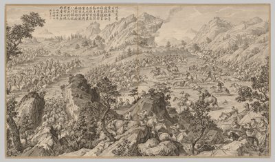 在Aerchuer战斗：《叛乱镇压的战斗场面》，c。 1765-1774年，诗词为17 作者 让·达马森·萨卢斯蒂（Jean Damascene Sallusti）
