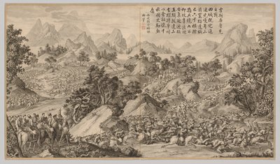 希希·库鲁克之战：《叛乱镇压之战场面》，c。 1765-1774，诗歌约会 作者 让·达马森·萨卢斯蒂（Jean Damascene Sallusti）