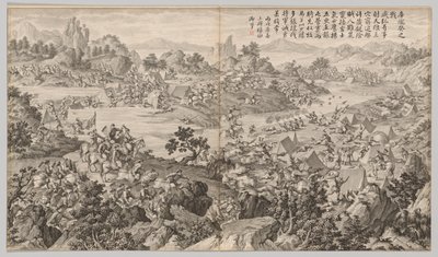 库隆奎战役：《叛乱镇压之战场景》，c。 1765-1774年。 作者 让·达马森·萨卢斯蒂（Jean Damascene Sallusti）
