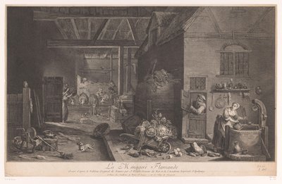 农舍内部
La Ménagere Flamande（物品上的标题） 作者 让·达勒（JeanDaullé）