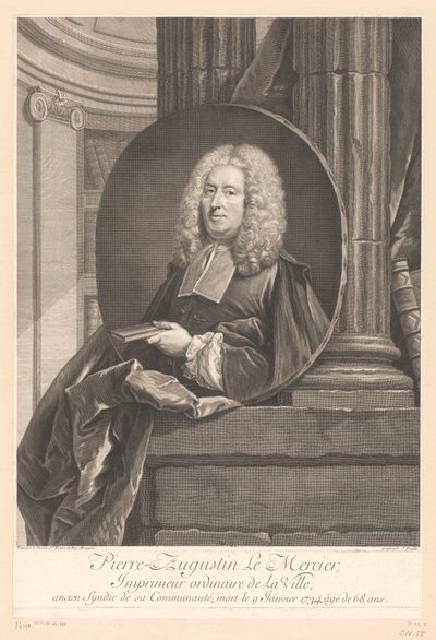 皮埃尔-奥古斯丁-勒梅歇（Portret van Pierre-Augustin Le Mercier
皮埃尔-奥古斯丁-勒梅歇（物品上的标题） 作者 让·达勒（JeanDaullé）