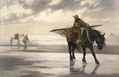 尼乌波尔特的捕虾人》，约 1883 年（布面油画） 作者 让·德尔文（Jean Delvin）