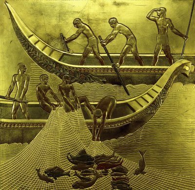 涂漆面板，描绘渔民画网 作者 让·杜南（Jean Dunand）