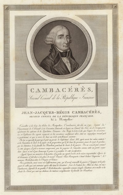 Cambaceres的Jean Jacques Regis的肖像 作者 Jean Duplessi Bertaux