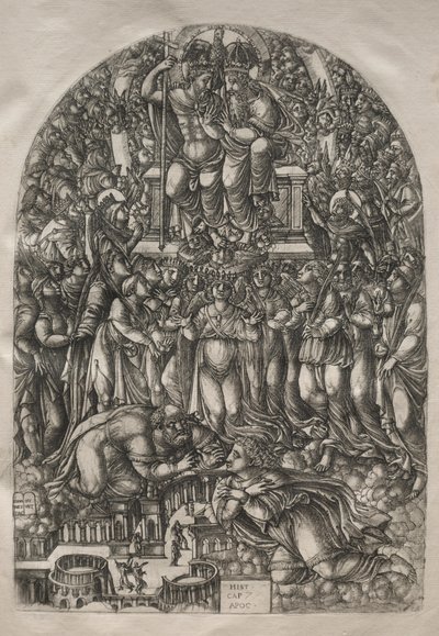 启示录：无数的人站在宝座前，1546-1556年。 作者 让·杜维
