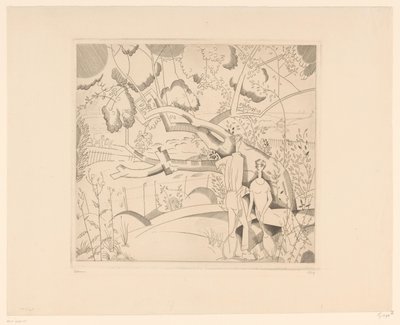 梨树旁休息的网球运动员
老诗人 作者 Jean Emile Laboureur（艺术家签名）