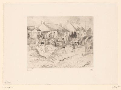 海滩上休息的网球运动员
La petite plage（标题见实物） 作者 Jean Emile Laboureur（艺术家签名）