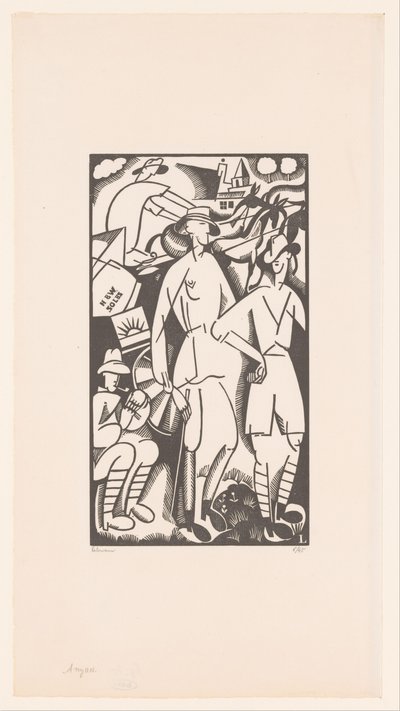 风景中的四名士兵
澳新军团 作者 Jean Emile Laboureur（艺术家签名）