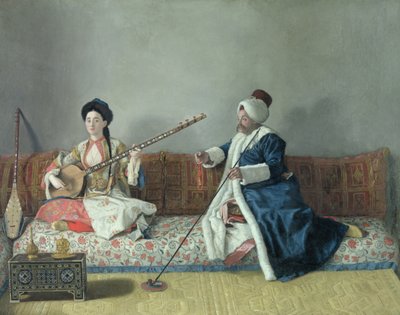 Levett先生和Helene Glavany小姐穿着土耳其服装 作者 让·埃蒂安·利奥塔