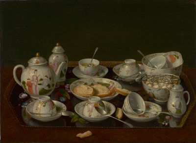 静物：茶具，c.1781-3（船上安装的油画） 作者 让·埃蒂安·利奥塔