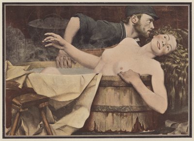 洗完澡后，浴缸中的女人（彩色石版画） 作者 让·尤金·布兰德