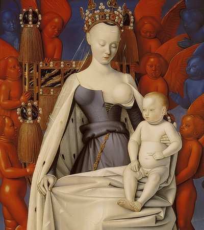 登基的麦当娜和基督的孩子。来自右翼Melun的Diptych。约于1450年 作者 Jean Fouquet