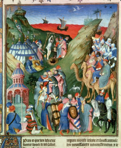 Fr 247 f.49 Tome 1希伯来人在沙漠中，来自&39;Antiquites Judaiques&39;的插图，c.1470 作者 让·富凯