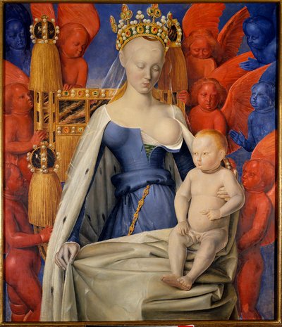 麦当娜被六翼天使和基路伯包围 作者 Jean Fouquet