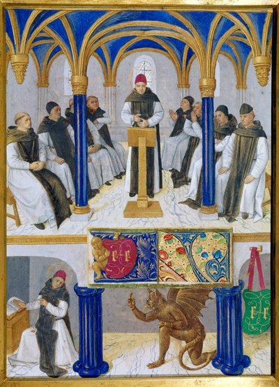 克莱尔沃的圣伯纳德（San Bernardo di Chiaravalle）（1090-1153）被魔鬼折磨的形象 迷你画，取自让-富凯（1420-1477/1481）的《艾蒂安-谢瓦里耶小时记》。 作者 让·富凯