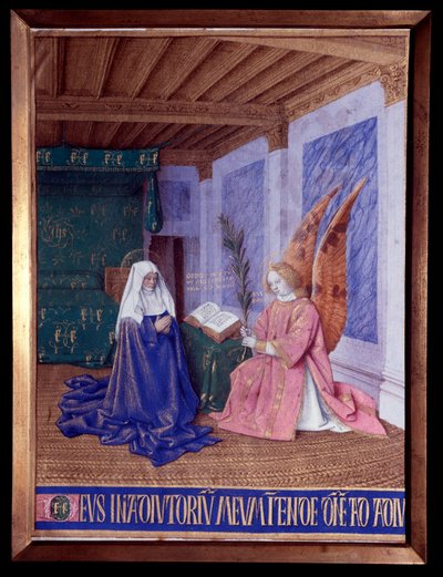 圣母的时间。让-富凯（Jean Fouquet，1420-1481）的 "艾蒂安-谢瓦利埃的小时 "中的第二幅报喜小品 作者 让·富凯