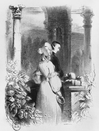 参观Heloise和Abelard墓，来自&39;Lettres d&39;Heloise et d&39;Abelard&39;的插图，由John Quartley（1835-67）雕刻1839年 作者 让·弗朗索瓦·吉古