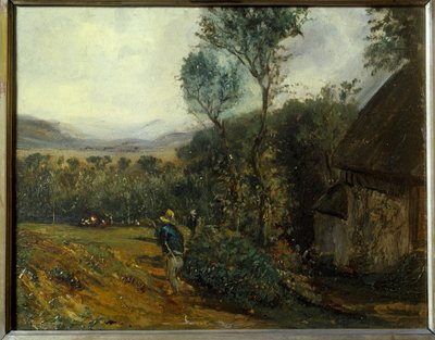 Jean Francois Hue (1751-1823) 19 世纪的农场绘画， 作者 让·弗朗索瓦·顺化