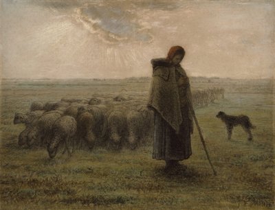 牧羊女和她的羊群，1862-63 作者 让·弗朗索瓦·米勒