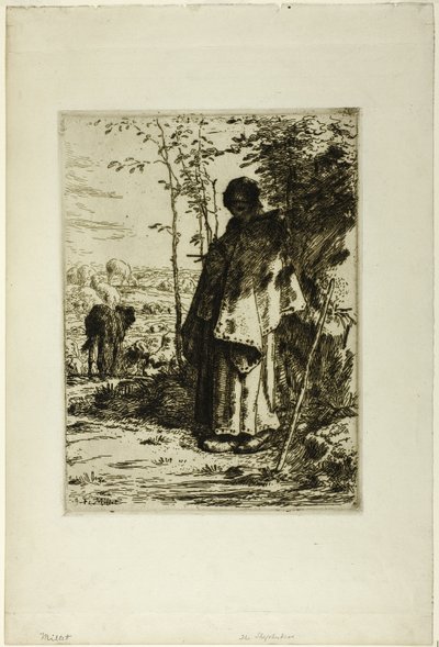 牧羊女编织 作者 Jean-Francois Millet