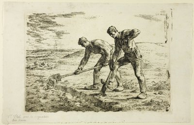 两个男人在挖掘 作者 Jean-Francois Millet