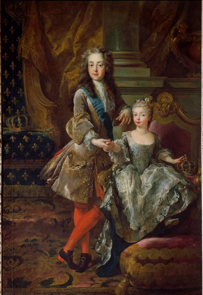 国王路易十五（1710-1774）和他的未婚妻西班牙的玛丽-安妮-维克多尔（1718-1781）的肖像，她是西班牙腓力五世的女儿 让-弗朗索瓦-德-特洛伊（1679-1752）1724年左右佛罗伦萨，皮提宫 作者 让·弗朗索瓦·德·特洛伊