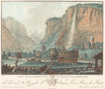 劳特布伦嫩河谷的施陶巴赫瀑布（Chute de Staubbach, dans la Vallée de Lauterbrunnen） 作者 卡斯帕·沃尔夫之后的让·弗朗索瓦·珍妮特