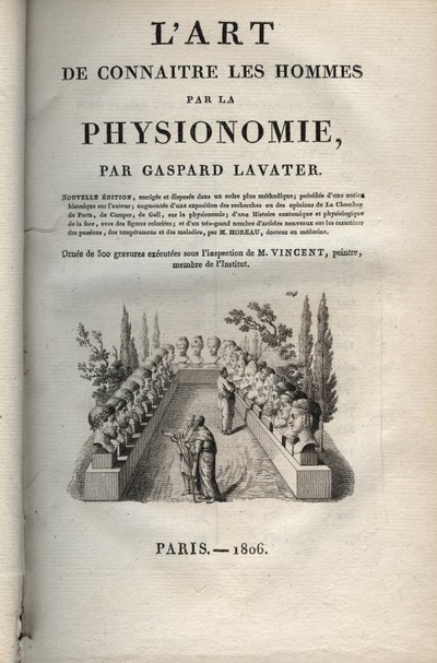 相貌学--相貌学--约翰-加斯帕尔-拉瓦特（1741-1801）的《通过相貌学认识人的艺术》的封面--1806年 作者 让·加斯帕德·拉瓦特
