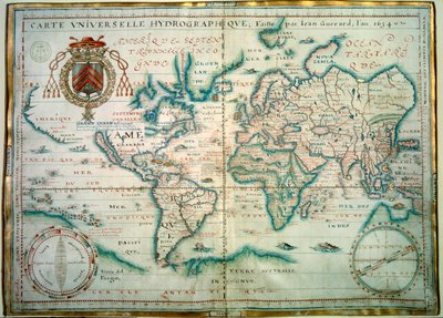 通用水文地图。 法国地理学家让·格拉尔 (Jean Guerard) 的手稿。 1734.巴黎，B.N. 作者 让·格拉德