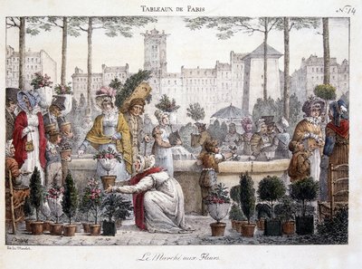 The flower market - lithography by Brocas 作者 让·亨利·马莱特
