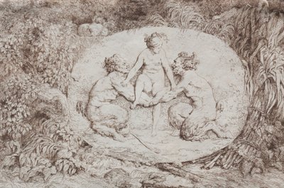 Bacchanales：两位女同性恋者支持的若虫，1763年。 作者 让·奥诺雷·弗拉戈纳尔