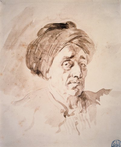 Head with a turban Drawing in the wash by Jean Honore Fragonard (1732-1806). 18th century Besancon. Museum of Fine Arts 作者 让·奥诺雷·弗拉戈纳尔
