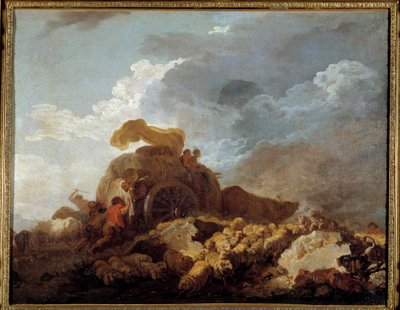 让·奥诺雷·弗拉戈纳尔（Jean Honore Fragonard，1732-1806）18 世纪的《风暴或陷入泥潭的车》 作者 Jean Honore Fragonard