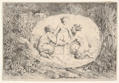 由两个萨提尔支撑的仙女，1763年。 作者 让·奥诺雷·弗拉戈纳尔