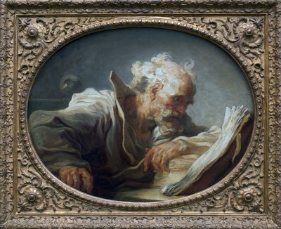 哲学家。 让·奥诺雷·弗拉戈纳尔 (1732-1806) 作画，布面油画，约 1764 年。18 世纪法国艺术。 德国汉堡艺术馆。 作者 Jean Honore Fragonard