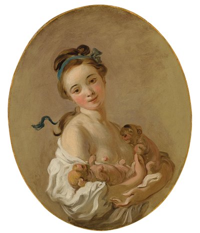 年轻的女孩，抱着两只小狗，约1770年 作者 让·奥诺雷·弗拉戈纳尔