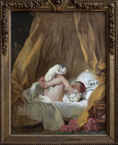 Young girl with a dog. Painting by Jean Honore Fragonard (1732-1806), oil on canvas 作者 让·奥诺雷·弗拉戈纳尔